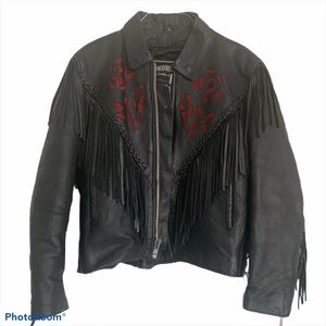 unik tiger king leather motorcycle jacket Vintage
